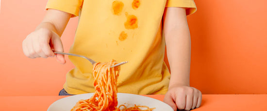 Messy Kid Eating Spaghetti Need To Remove Tomato Sauce Stain