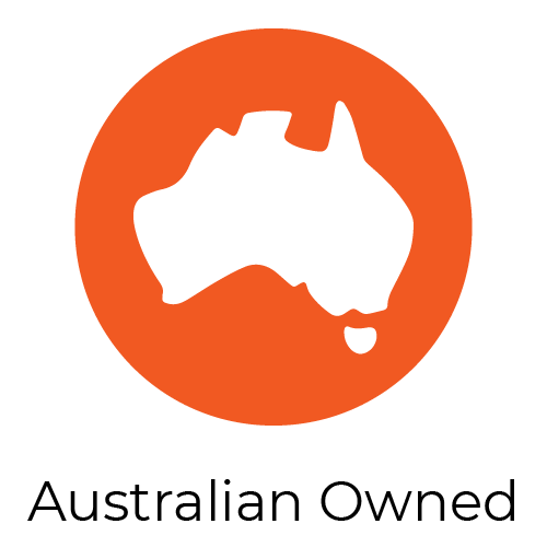 An orange circle with an image of Australia in white in the middle to represent that Sheet Yeah! is an Australian Owned Company 